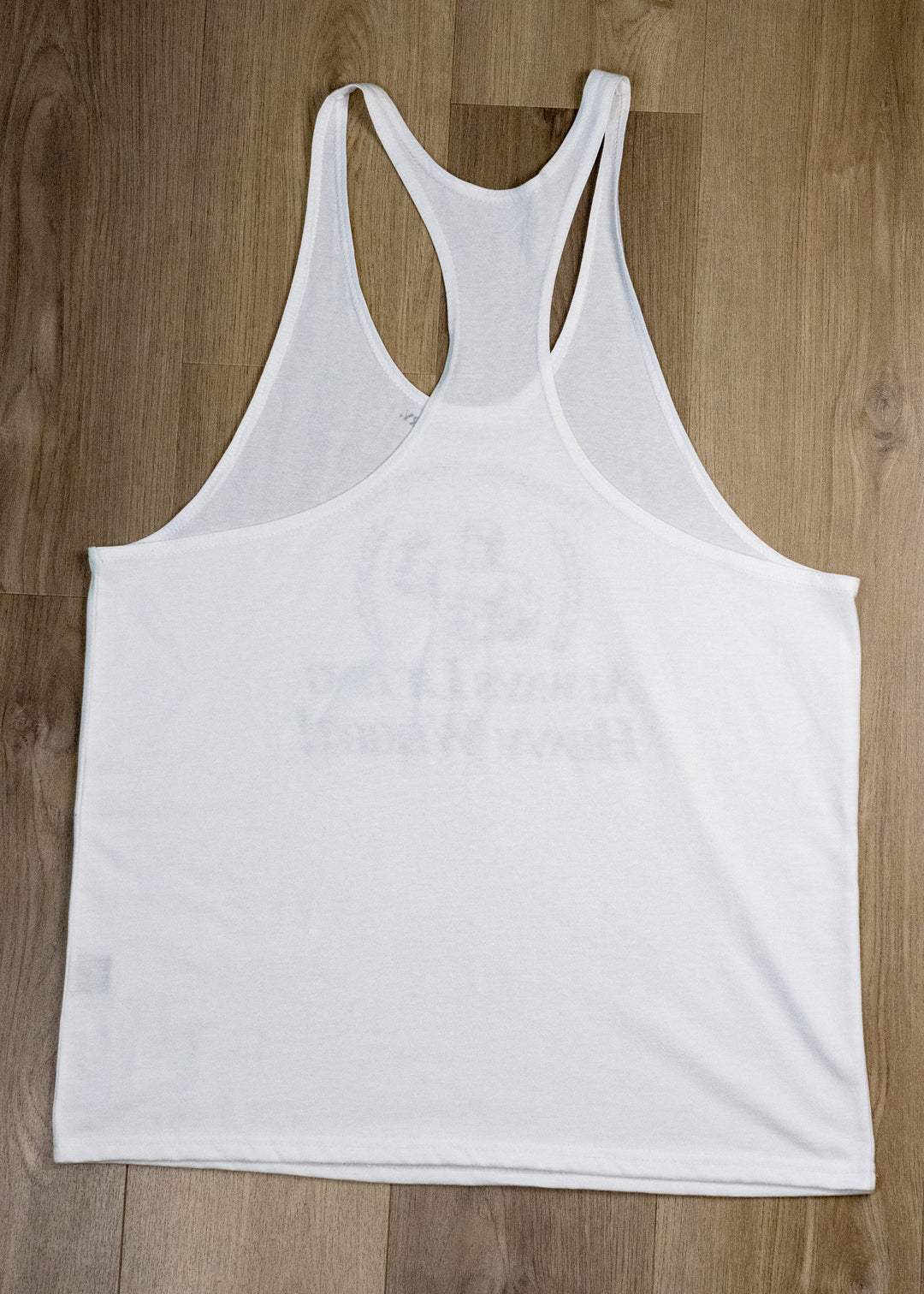 WHITE GYM STRINGER TANK TOP