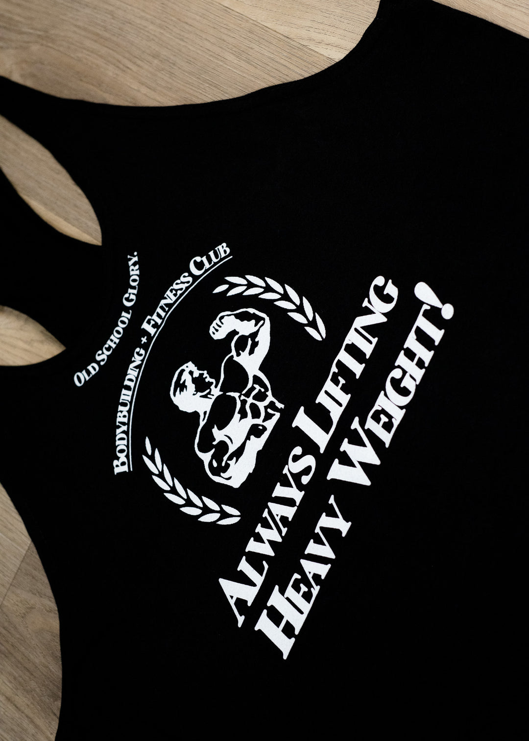 BLACK GYM STRINGER TANK TOP