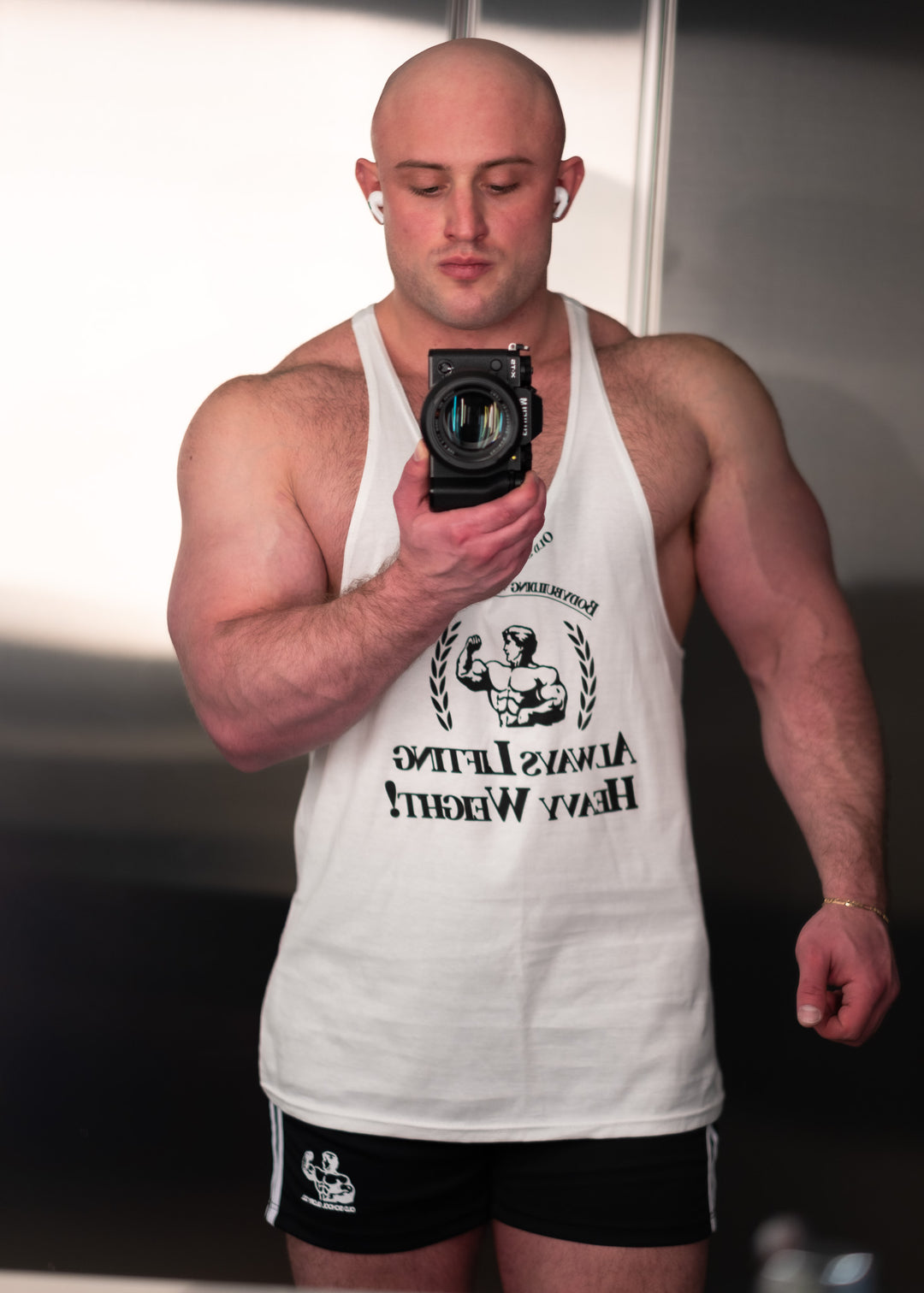 WHITE GYM STRINGER TANK TOP