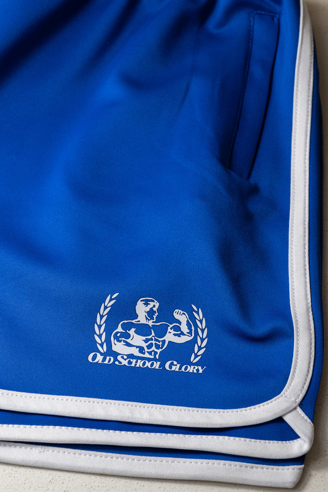 BLUE STRIPED OLD SCHOOL GYM SHORTS