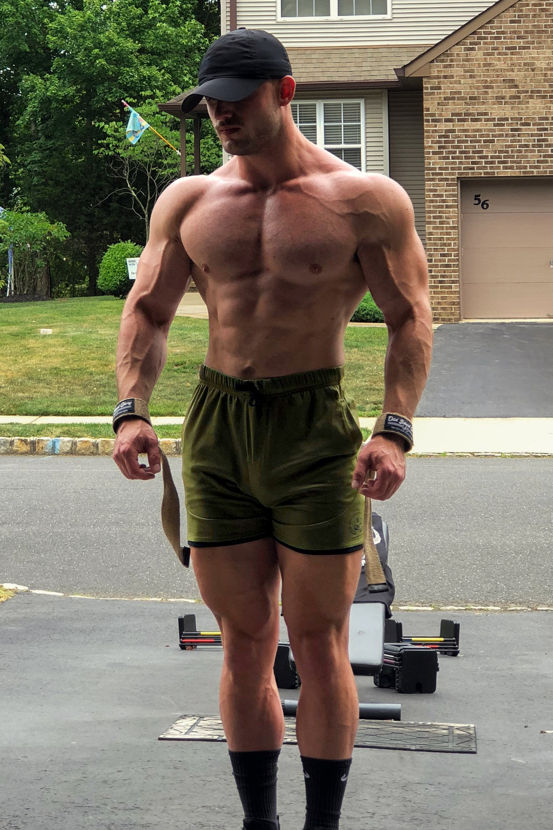 OLIVE RETRO DRI-FIT SHORTS