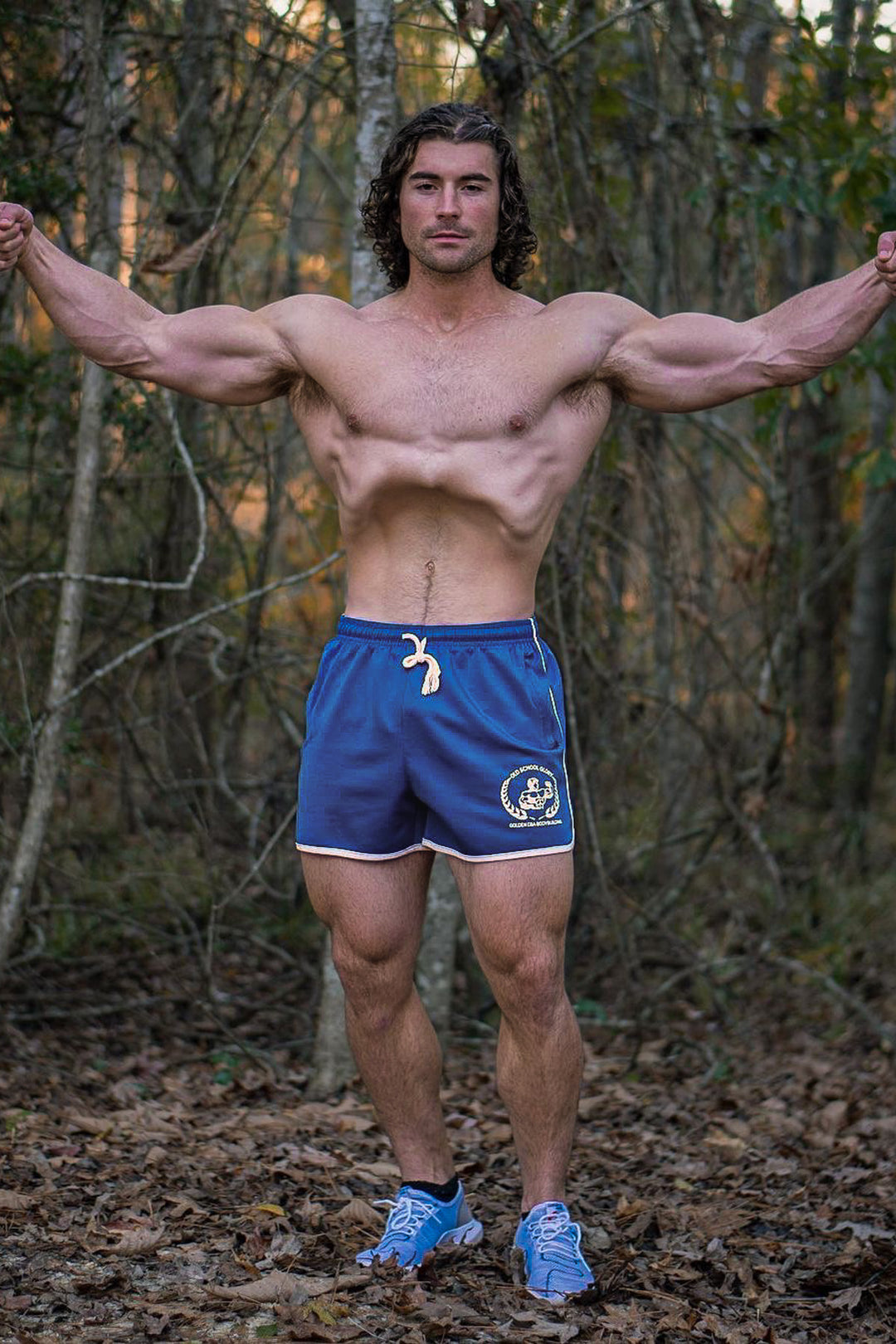 BLUE STRIPED OLD SCHOOL GYM SHORTS